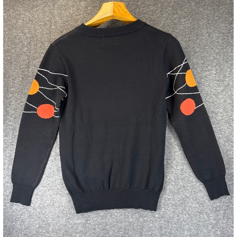 NWT OXKNIT Planet Solar System Sweater Womens S Black Retro Space Graphic Cotton - Picture 6 of 12